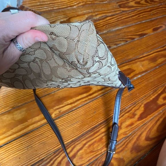 Coach Crossbody Beige/Brown Signature Canvas Leather File Messenger Bag, MP $469 - Picture 7 of 12